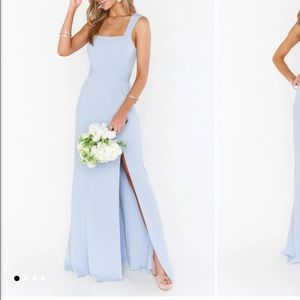 Paris Gown in Steele Blue Stretch